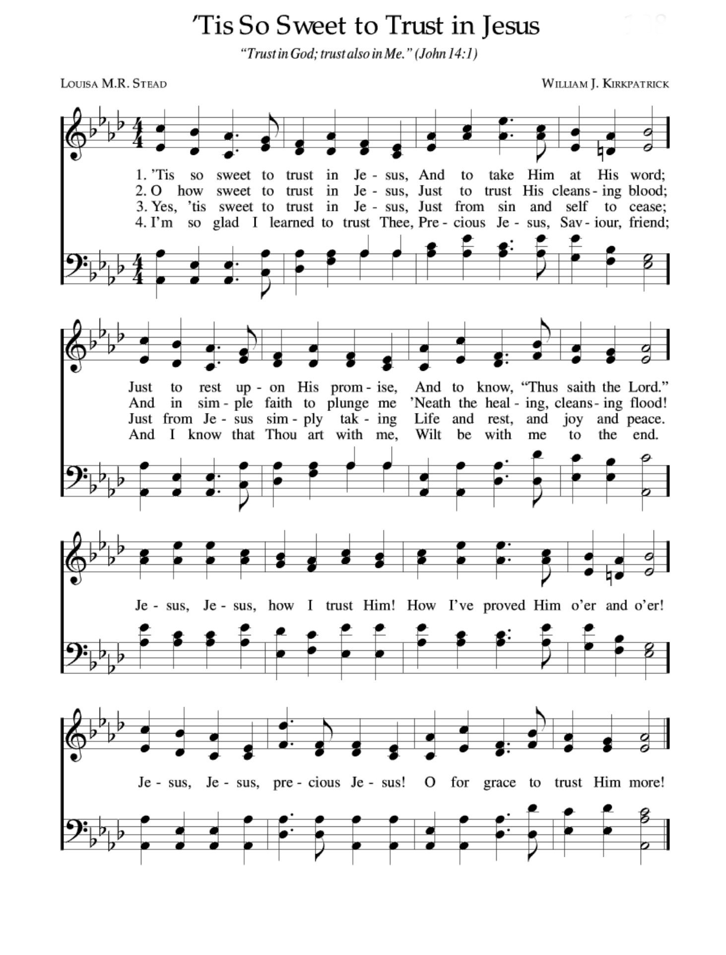 Hymns - Tis So Sweet to Trust in jesus